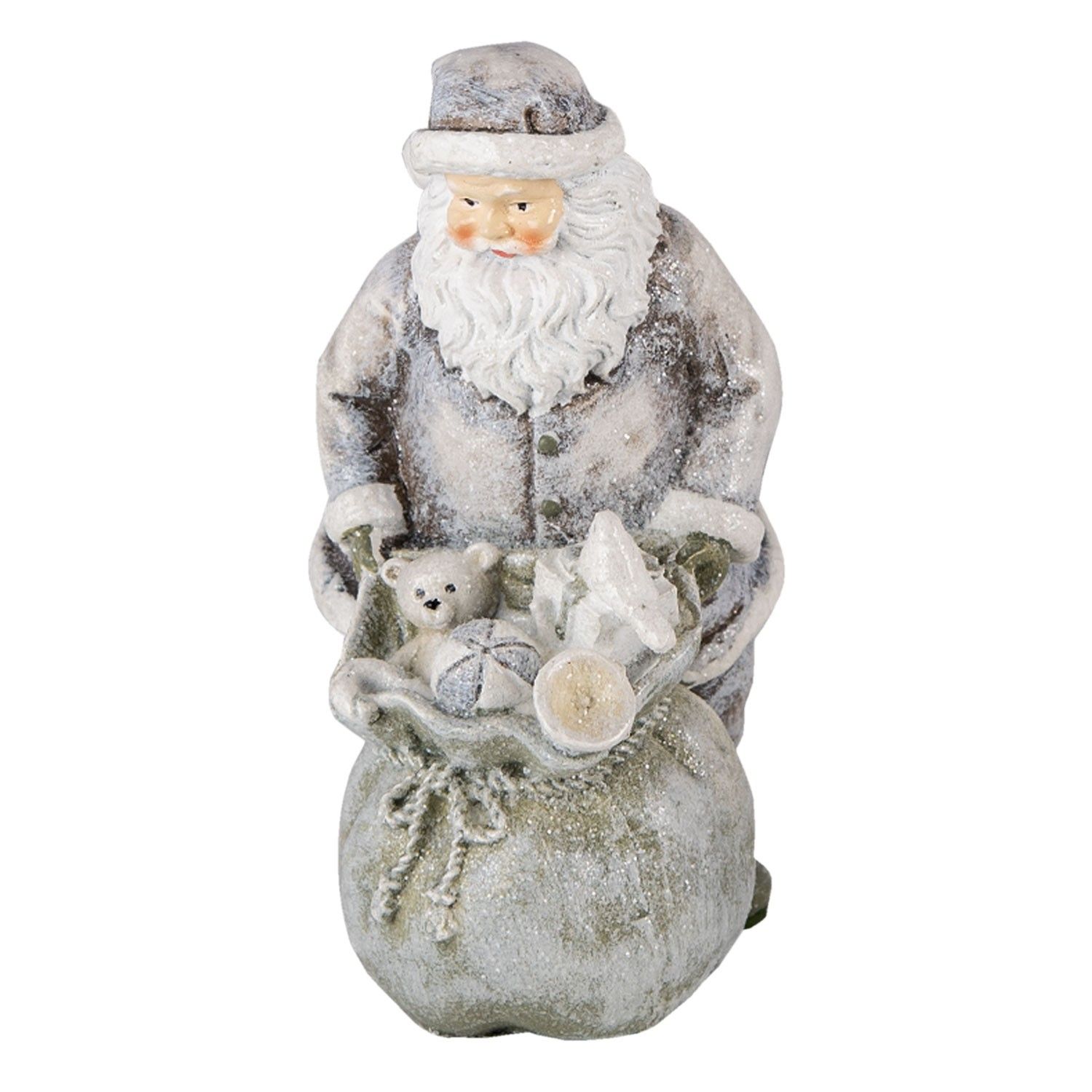 Vánoční dekorativní soška Santy s pytlem s dárečky - 10*7*13 cm Clayre & Eef - LaHome - vintage dekorace