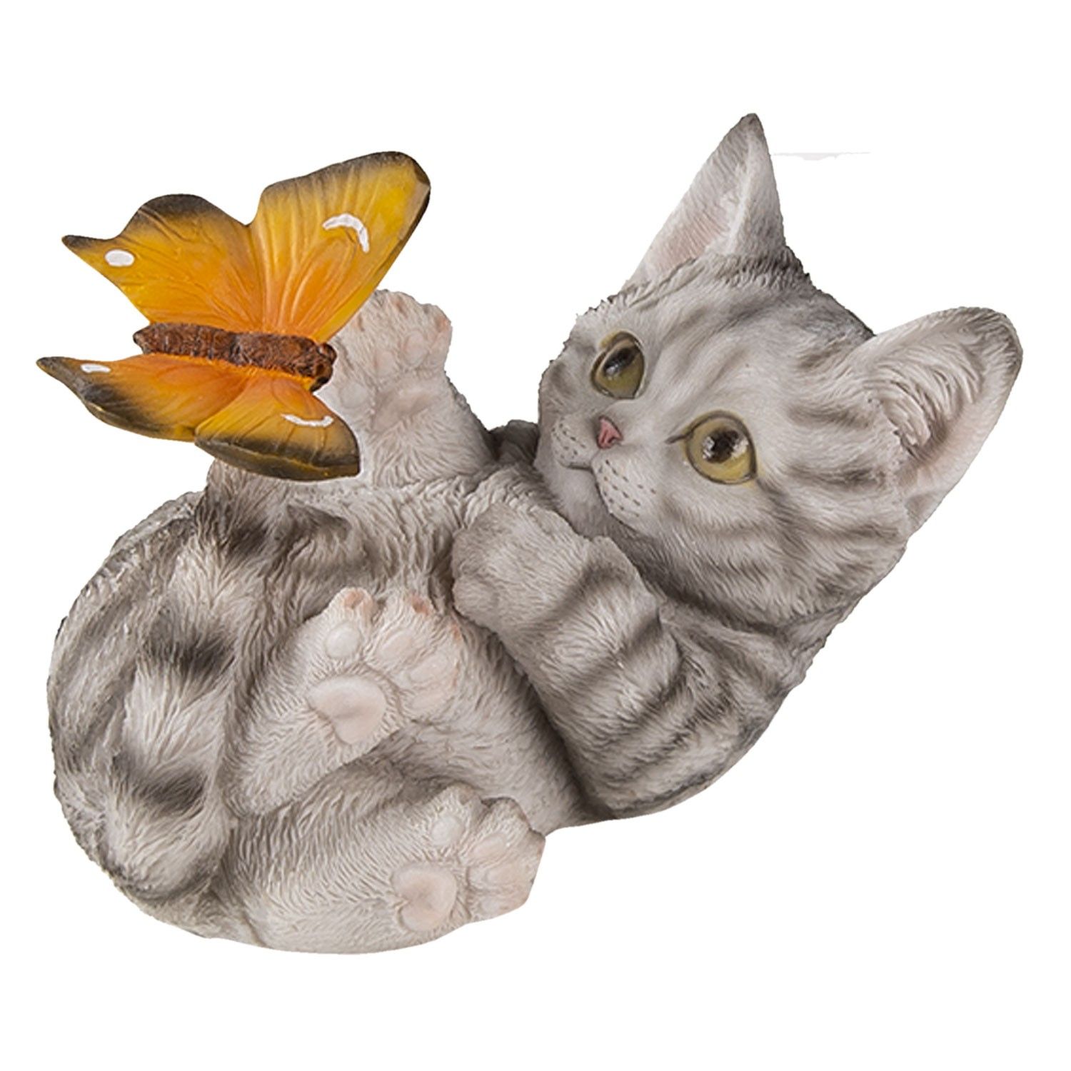 Dekorativní soška hrající si kočičky s motýlem - 14*8*11 cm Clayre & Eef - LaHome - vintage dekorace