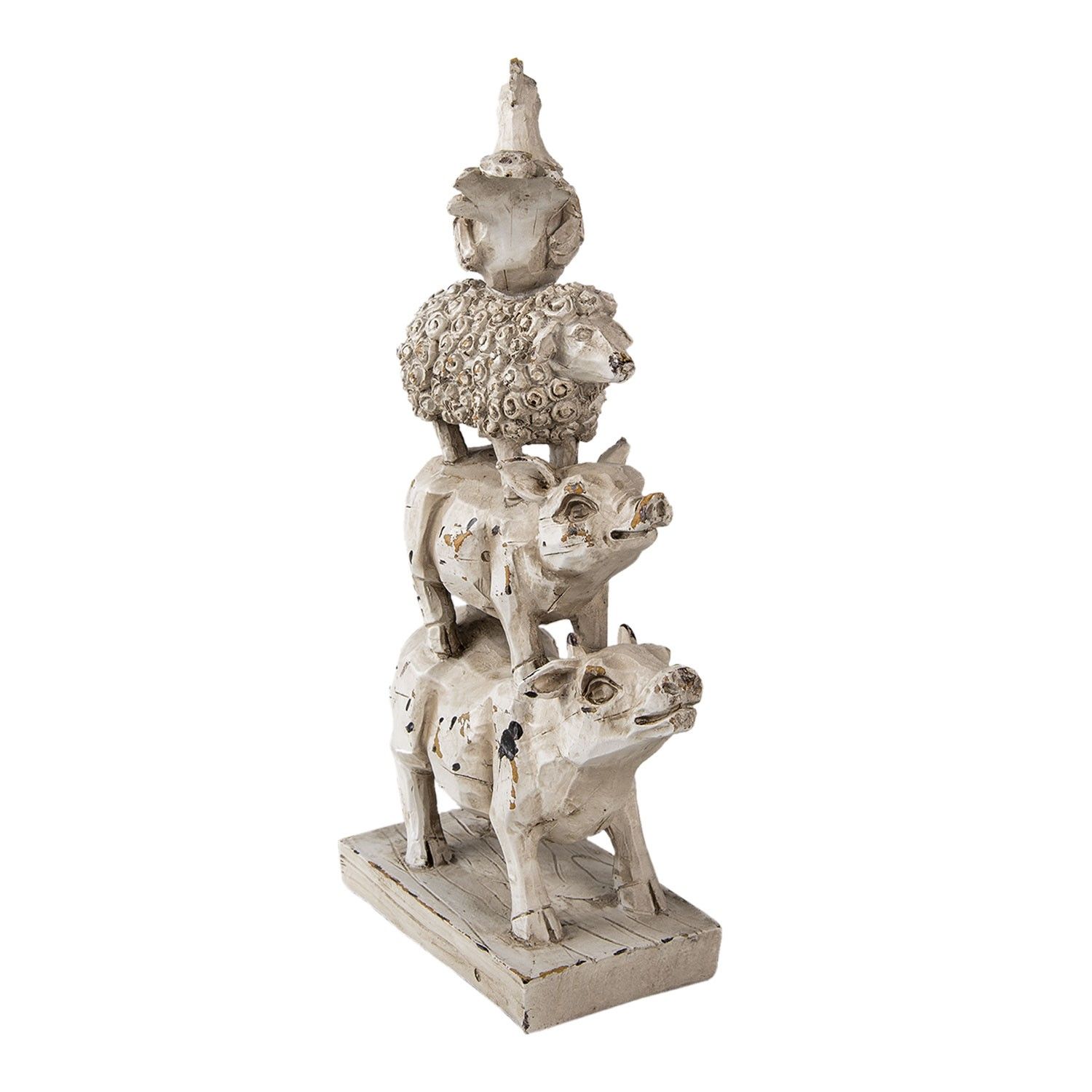 Béžová antik dekorativní soška zvířátek stojících si na zádech - 17*8*32 cm Clayre & Eef - LaHome - vintage dekorace