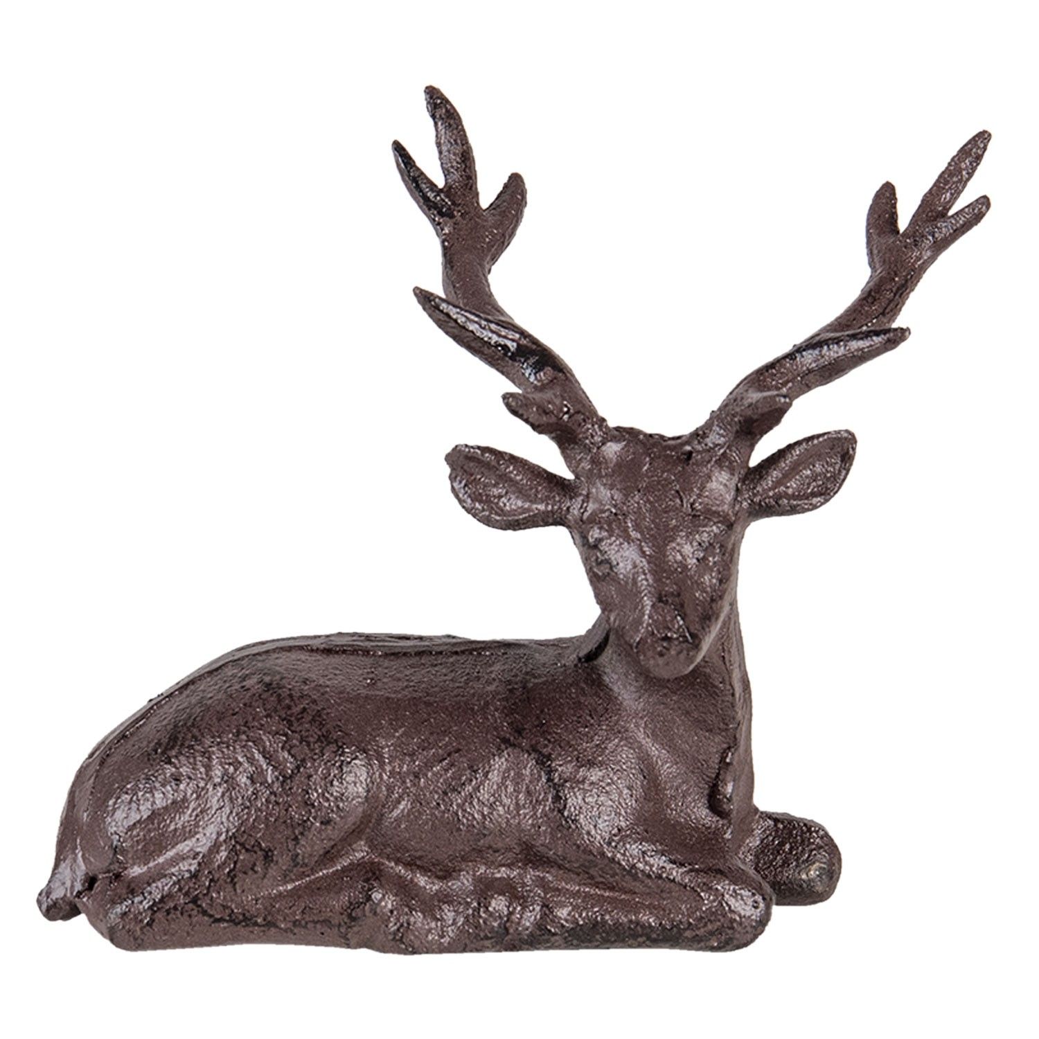 Hnědo černá kovová dekorativní soška jelena - 15*9*15 cm Clayre & Eef - LaHome - vintage dekorace