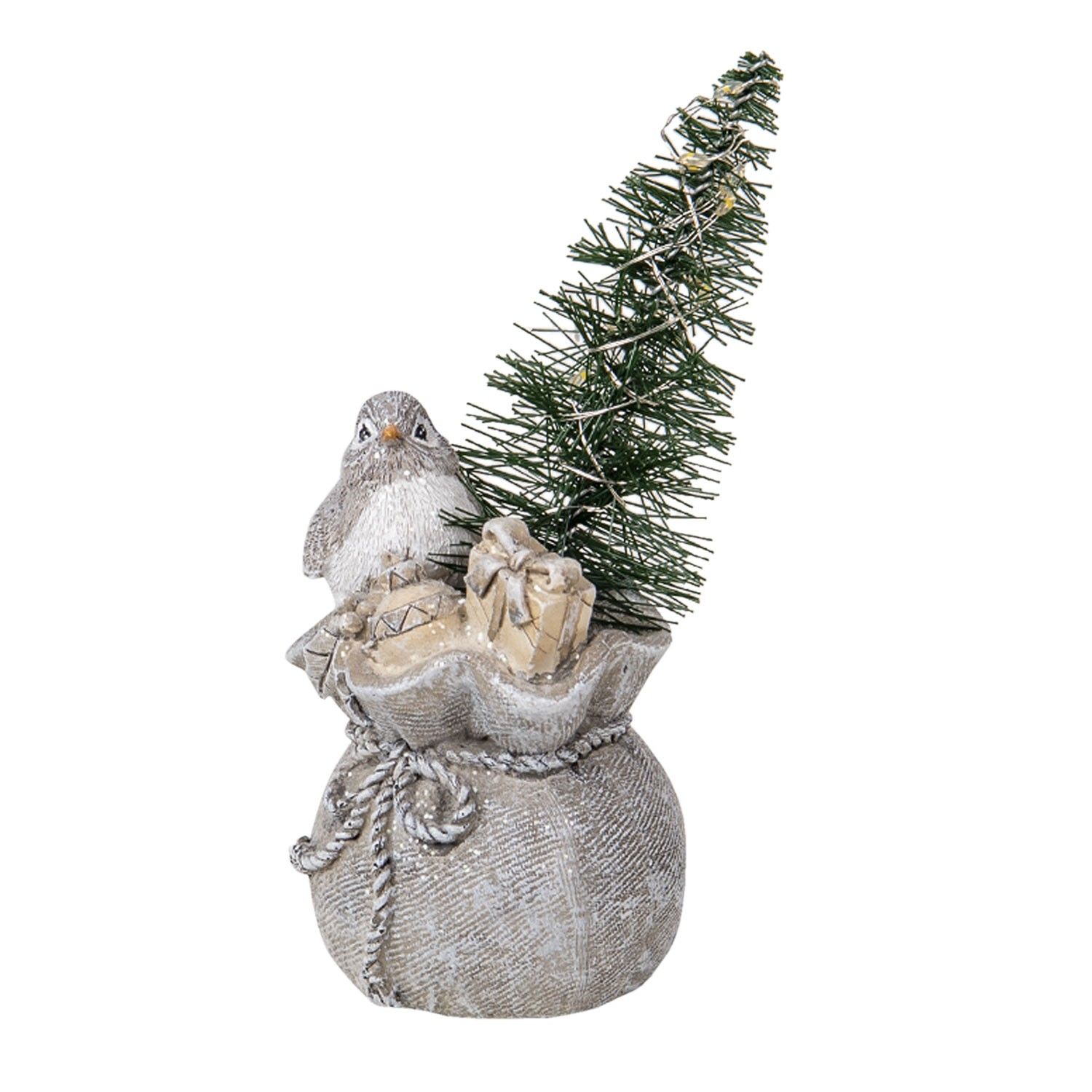 LED dekorativní soška ptáčka se stromkem - 9*9*15 cm Clayre & Eef - LaHome - vintage dekorace