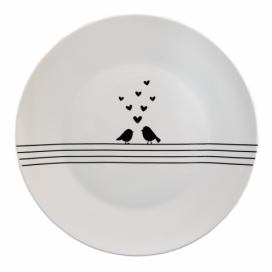 Porcelánový jídelní talíř s ptáčky Love Birds - Ø 26*2 cm Clayre & Eef