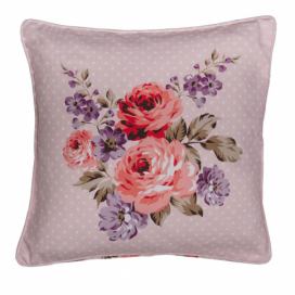 Růžový bavlněný potah na polštář s růžemi Dotty Rose - 40*40 cm Clayre & Eef LaHome - vintage dekorace