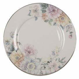 Porcelánový jídelní talířek s květinami Flowers - Ø 26*2 cm Clayre & Eef