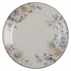 Porcelánový dezertní talířek s květinami Flowers - Ø 20*2 cm Clayre & Eef