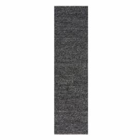 Tmavě šedý vlněný běhoun Flair Rugs Minerals, 60 x 230 cm