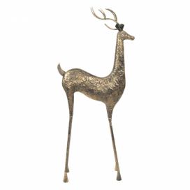 Zlatá kovová dekorativní úzká soška jelena s patinou - 55*21*132 cm Clayre & Eef LaHome - vintage dekorace