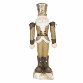 Vánoční zlatá soška Louskáček s kloboukem - 23*14*69 cm Clayre & Eef