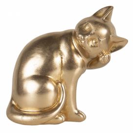 Zlatá dekorativní soška kočka - 21*13*20 cm Clayre & Eef