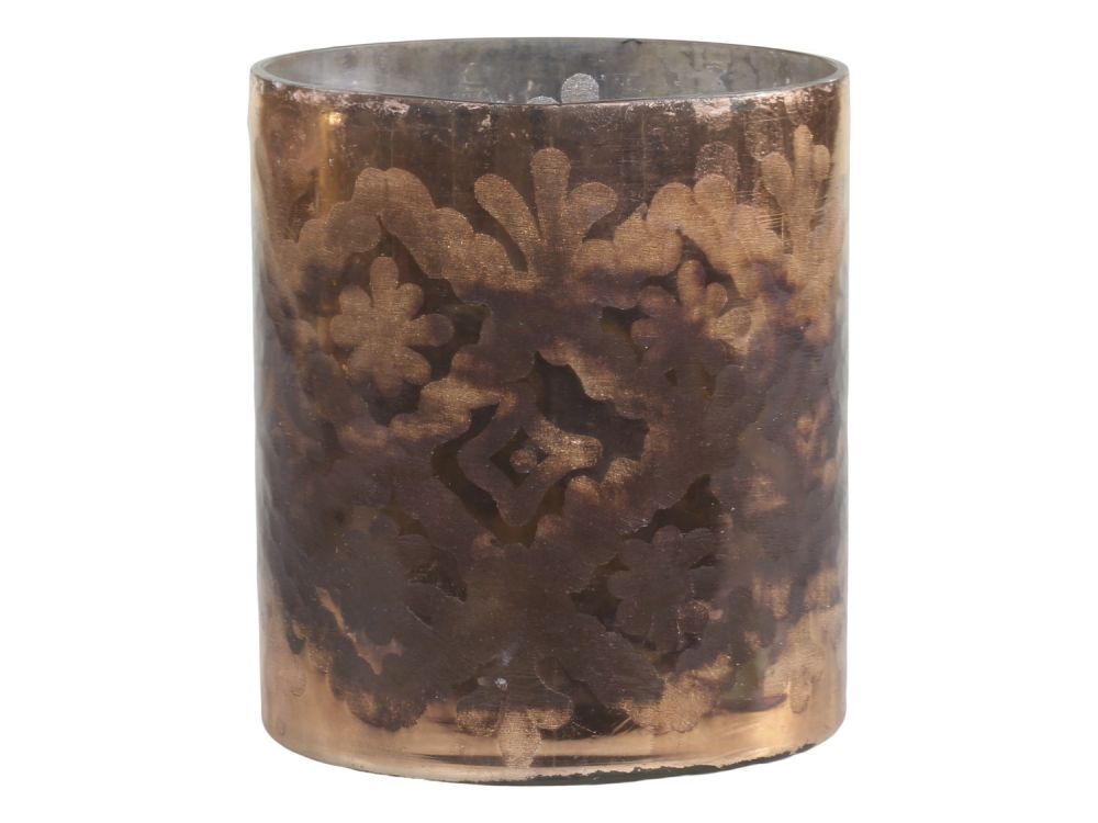 Mocca antik skleněný svícen na čajovou svíčku Grindi - Ø 10*12 cm Chic Antique - LaHome - vintage dekorace