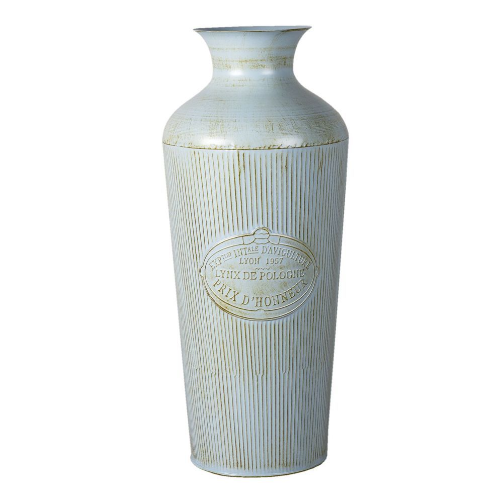 Modrá plechová dekorační váza s patinou Lyon - Ø 22*47 cm Clayre & Eef - LaHome - vintage dekorace