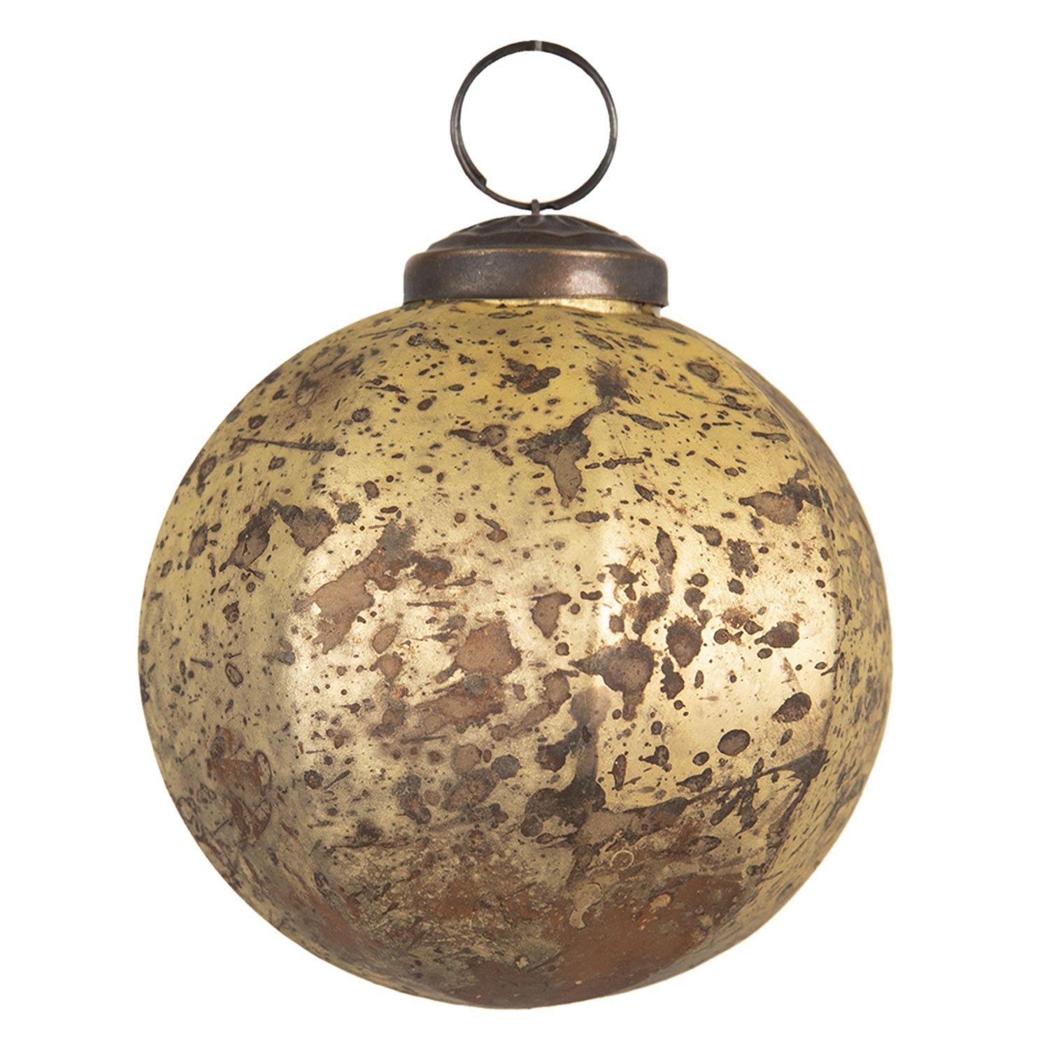 Zlato hnědá skleněná vánoční ozdoba -Ø  8 cm Clayre & Eef - LaHome - vintage dekorace