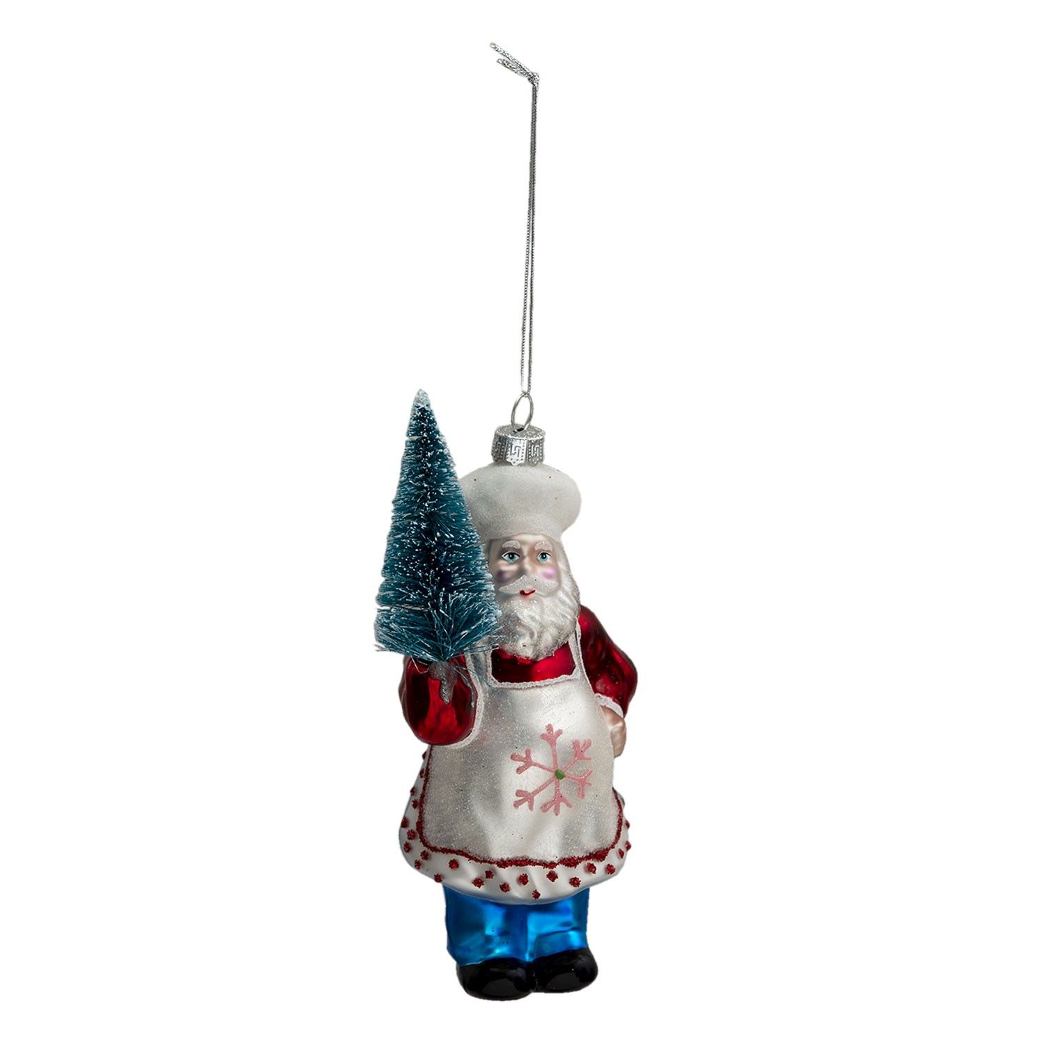 Vánoční ozdoba Santa se stromečkem - Ø 9*5*16cm Clayre & Eef - LaHome - vintage dekorace