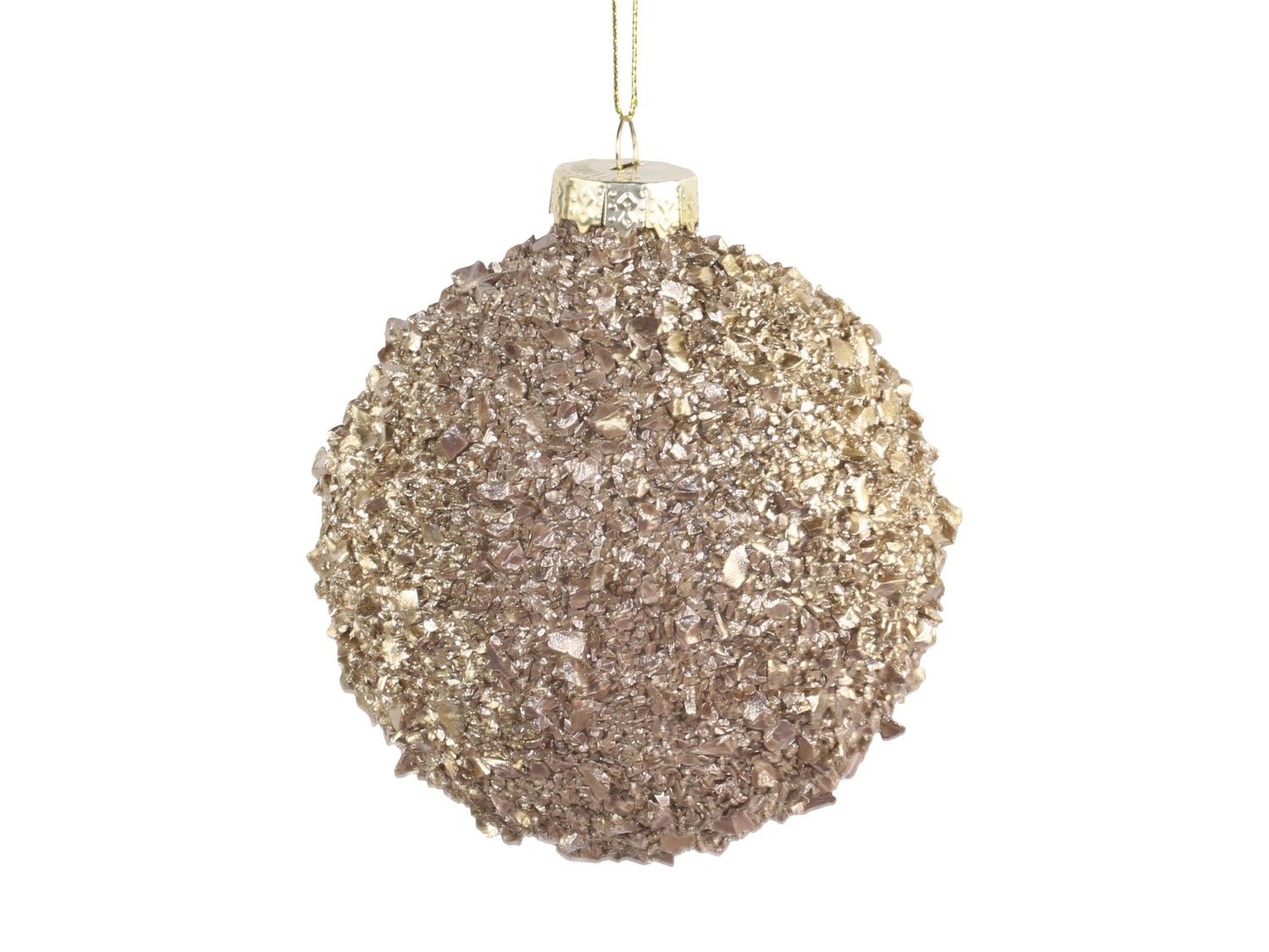 Zlatá skleněná vánoční koule s dílky - Ø  8cm Chic Antique - LaHome - vintage dekorace