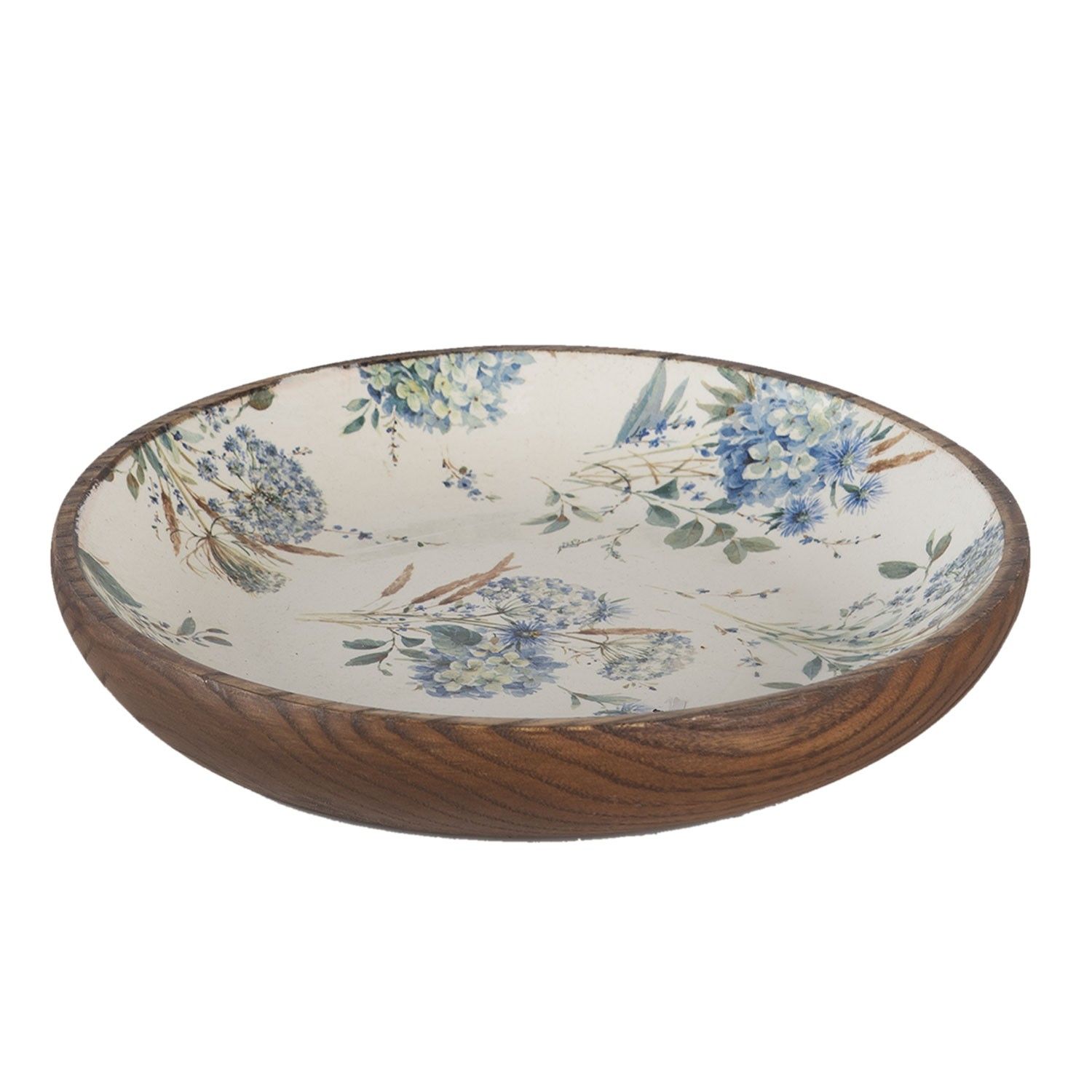 Hnědá dřevěná dekorativní miska s malbou Elis - Ø  16*4 cm Clayre & Eef - LaHome - vintage dekorace