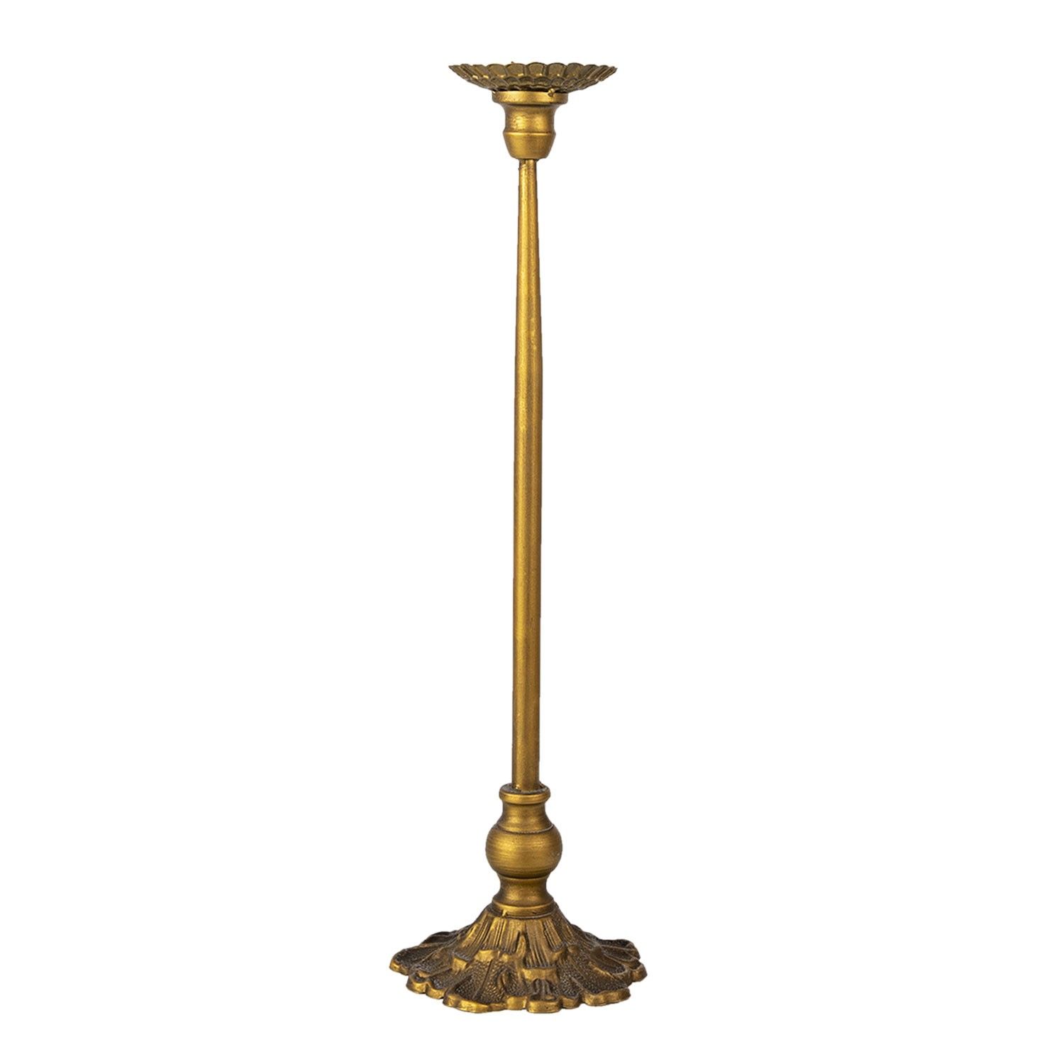 Kovový zlatý svícen s patinou Olympe - Ø  14*51 cm Clayre & Eef - LaHome - vintage dekorace