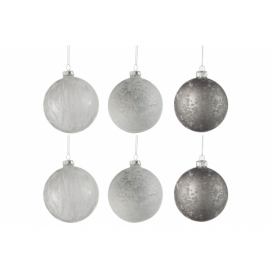 Sada bílo šedivo stříbrných vánočních koulí ( 6ks) - 8*8*8 cm J-Line by Jolipa