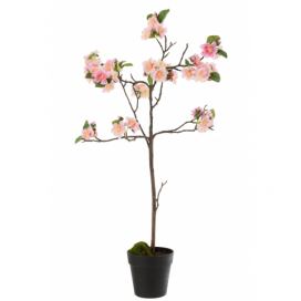 Dekorace umělý růžový kvetoucí stromek - 22*22*90 cm J-Line by Jolipa