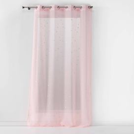 Douceur d\'intérieur Dětská záclona s očky se vzorem s hvězdami FLUO NIGHT, 140 x 240 cm, růžová