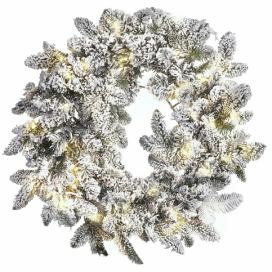 Zasněžený vánoční věnec ⌀ 70 cm bílý SUNDO