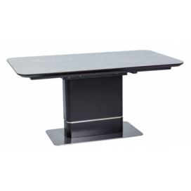 Jídelní stůl PALLAS rozkládací černá mat/šedý mramor Mdum