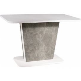 Jídelní stůl CALIPSO rozkládací 110x68 šedá beton/bílá mat Mdum