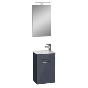 Koupelnová sestava s umyvadlem zrcadlem a osvětlením Vitra Mia 39x61x28 cm antracit lesk MIASET40A - Favi.cz