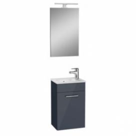 Koupelnová sestava s umyvadlem zrcadlem a osvětlením Vitra Mia 39x61x28 cm antracit lesk MIASET40A