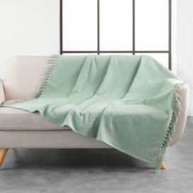 Douceur d\'intérieur Zelený přehoz na postel s třásněmi ZAMINA, 125 x 150 cm
