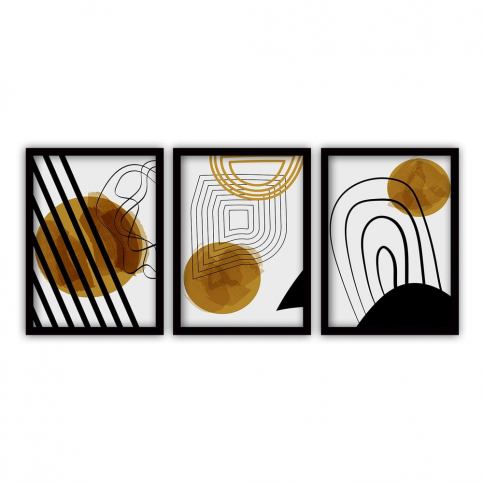 Sada 3 obrazů v černém rámu Vavien Artwork Abstract Lines, 35 x 45 cm Bonami.cz
