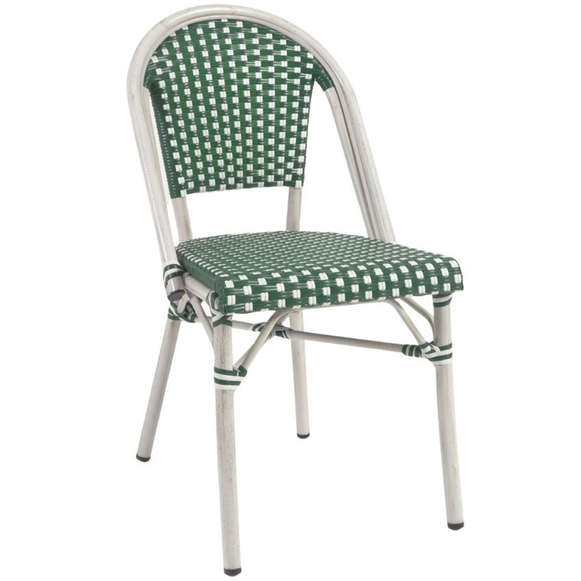 Zeleno bílá zahradní židle z umělého ratanu Kave Home Marilyn - Designovynabytek.cz