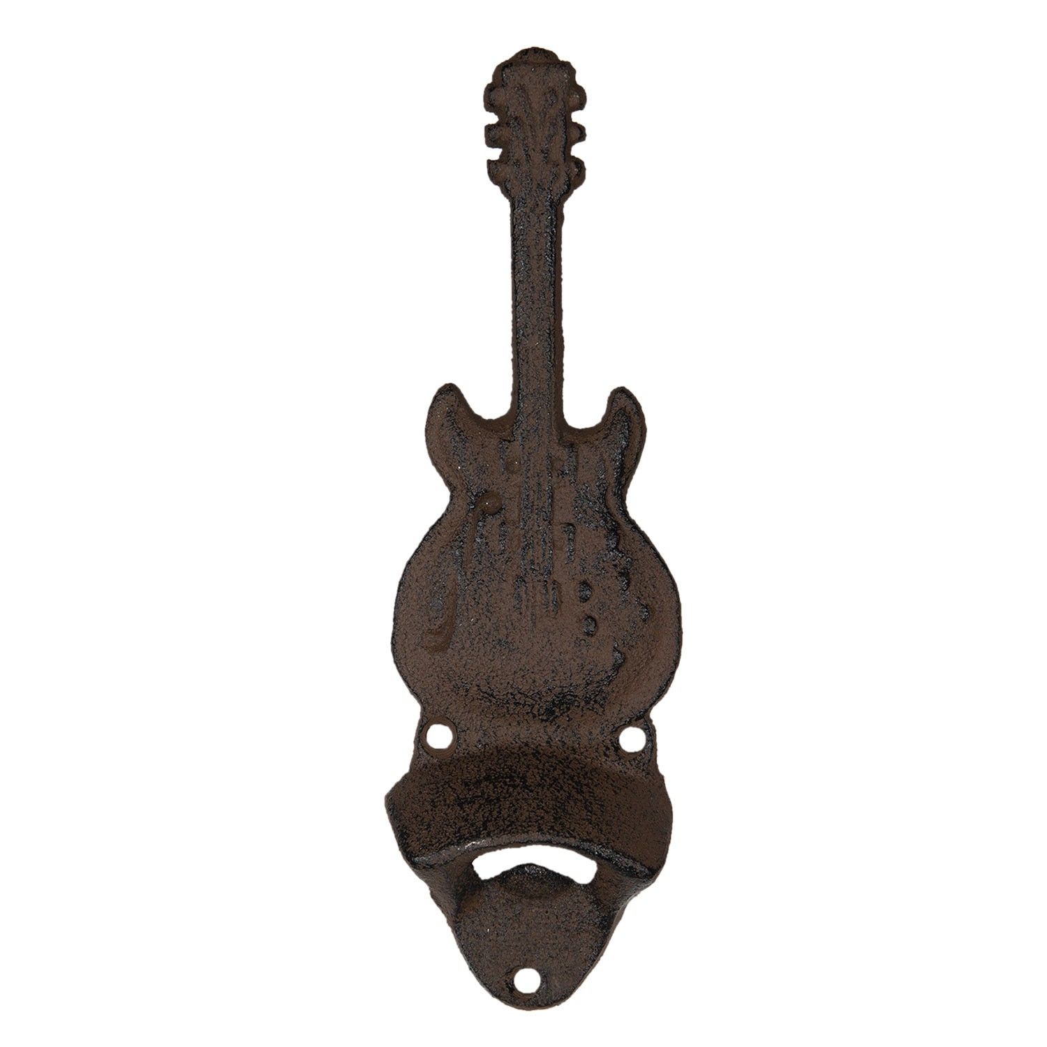 Nástěnný hnědo černý litinový otvírák Kytara - 6*2*21 cm Clayre & Eef - LaHome - vintage dekorace