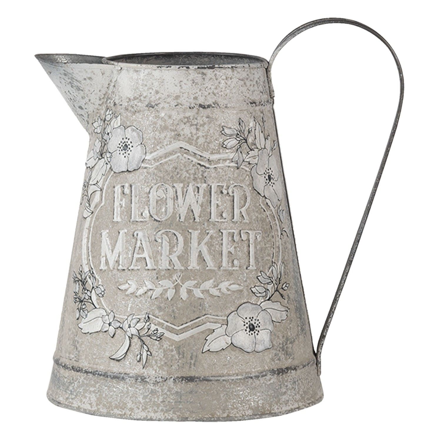 Dekorativní béžový džbán Flower market s patinou - 17*17*23 cm Clayre & Eef - LaHome - vintage dekorace