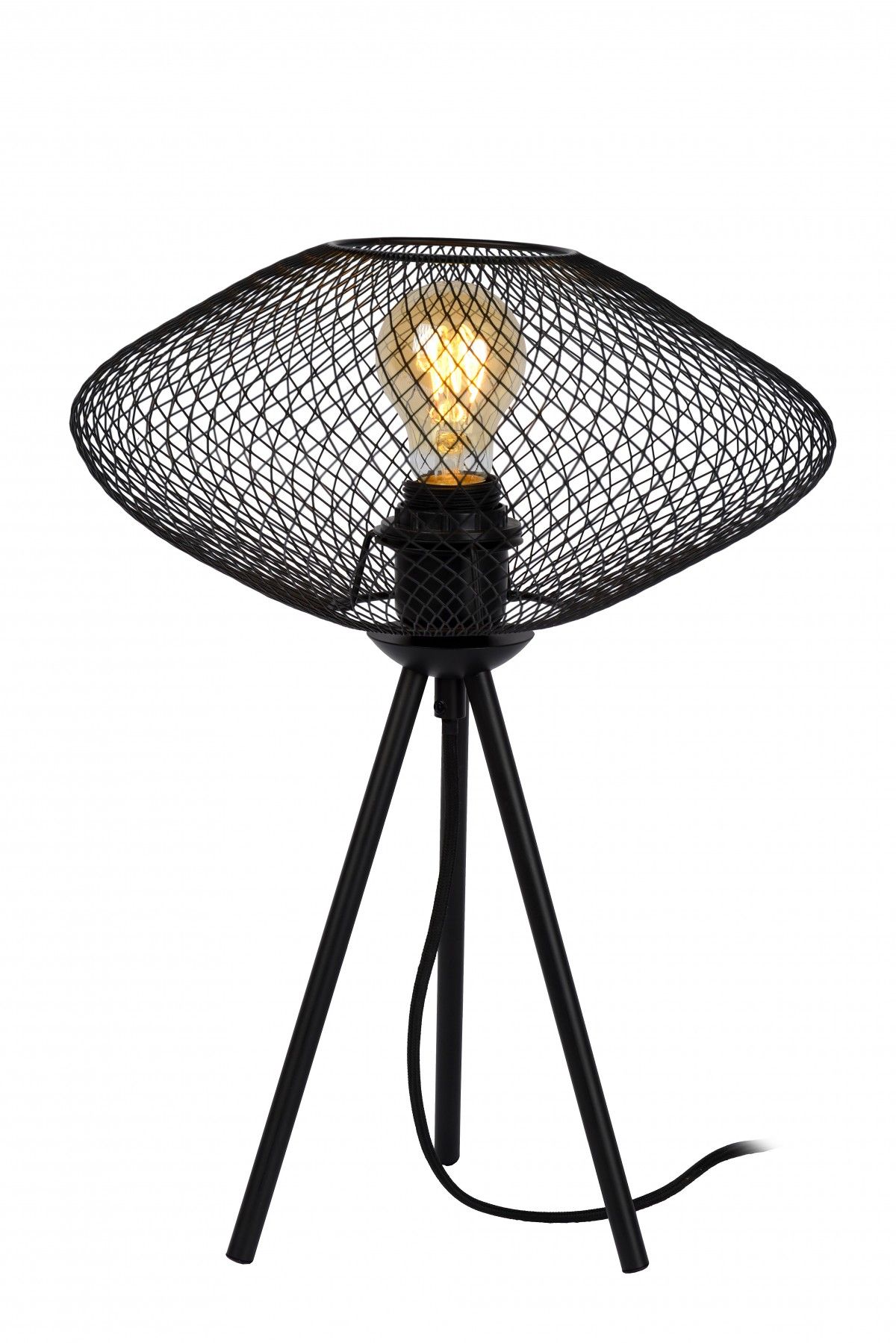 Lucide 21523/01/30 stolní lampička Mesh 1x40W | E27 - černá, vypínač na kabelu - Dekolamp s.r.o.