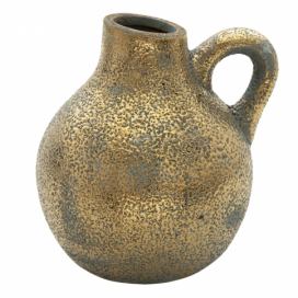 Zlatý keramický džbán z uchem a patinou Karis - 19*17*20 cm Clayre & Eef