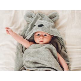Babysteps Bambusový dětský ručník s medvídkem ŠEDÁ