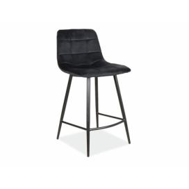 Barová židle MILA H2 VELVET Černá konstrukce/Černý BLUVEL 19
