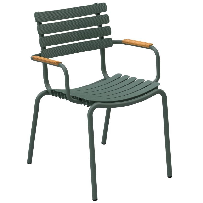 Zelená plastová zahradní židle HOUE ReClips s bambusovými područkami - Designovynabytek.cz