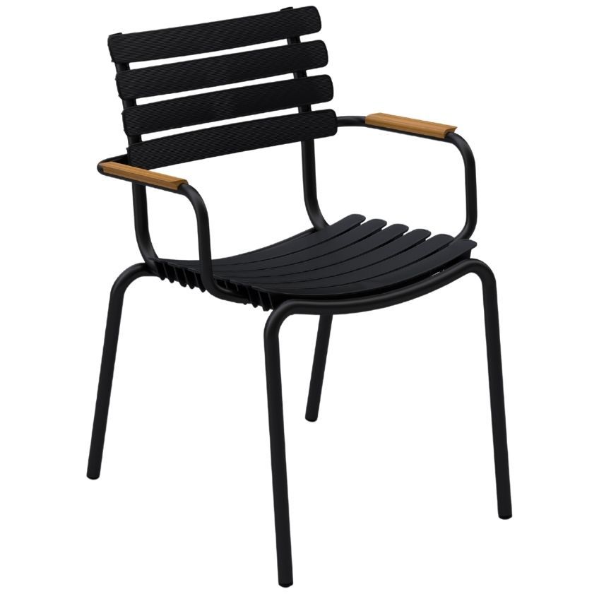 Černá plastová zahradní židle HOUE ReClips s bambusovými područkami - Designovynabytek.cz