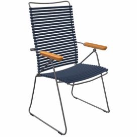 Tmavě modrá plastová polohovací zahradní židle HOUE Click