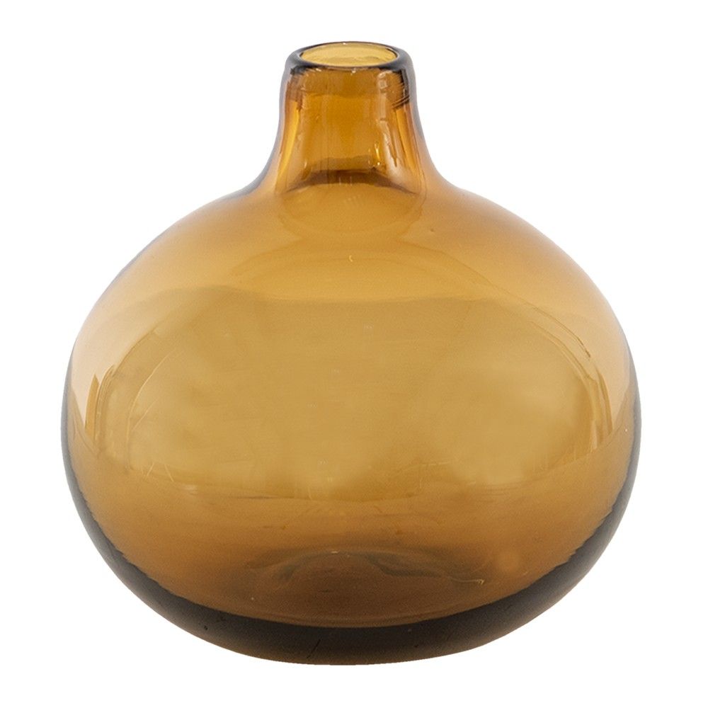 Hnědá skleněná váza s úzkým hrdlem - Ø 11*11 cm Clayre & Eef - LaHome - vintage dekorace
