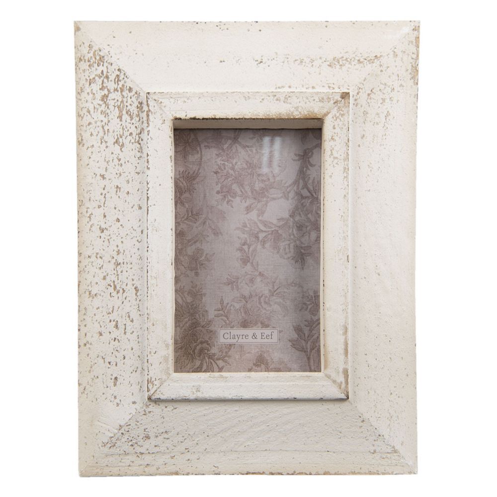 Bílý antik dřevěný fotorámeček s patinou - 23*2*28 cm Clayre & Eef - LaHome - vintage dekorace