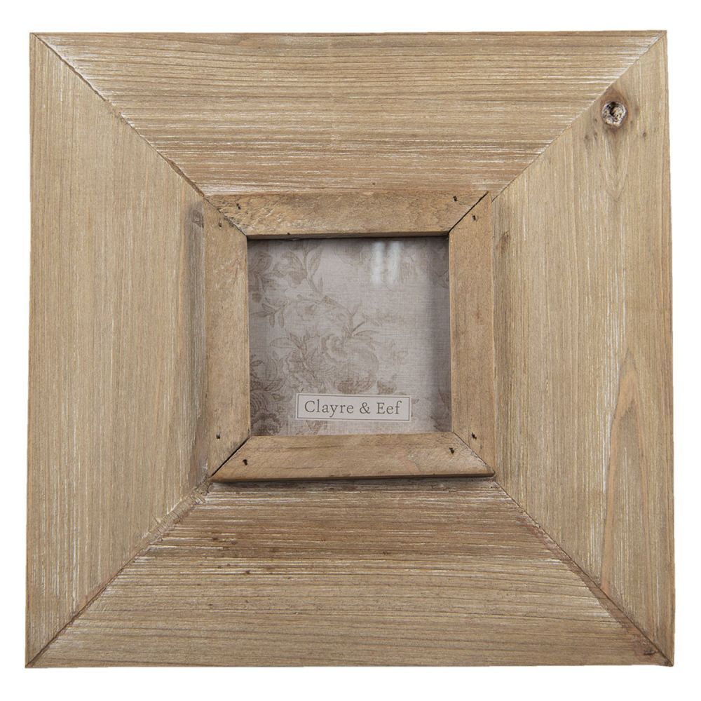 Hnědý antik dřevěný fotorámeček s patinou - 25*2*25 cm/ 9*9cm Clayre & Eef - LaHome - vintage dekorace