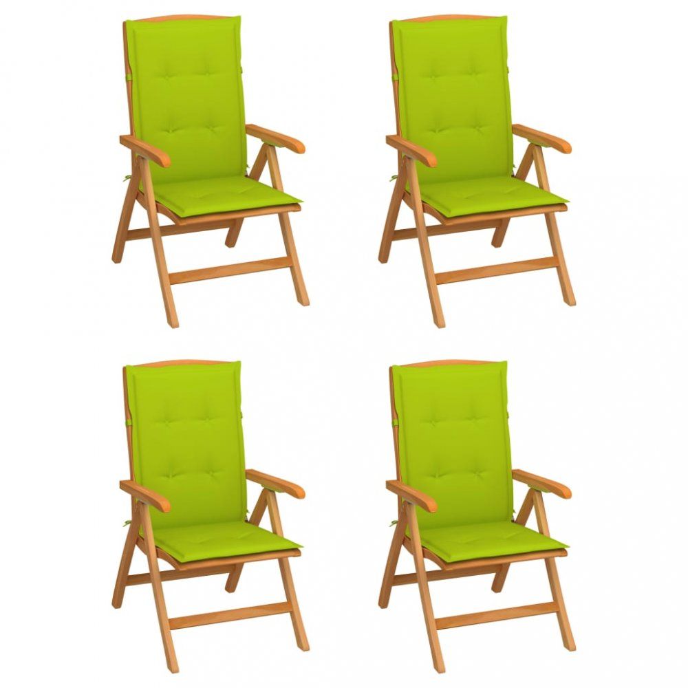 Zahradní židle 4 ks teak / látka Dekorhome Světle zelená - DEKORHOME.CZ