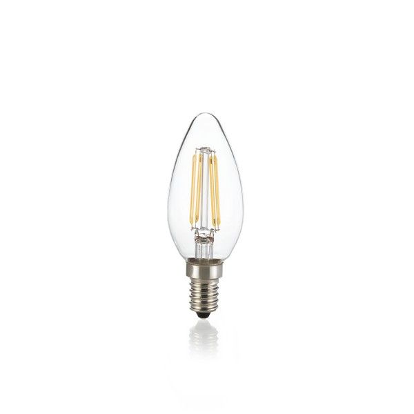 Ideal Lux 188928 LED žárovka Filament B35 1x4W E14 430lm 3000K stmívatelná, čirá - Svítidla FEIM