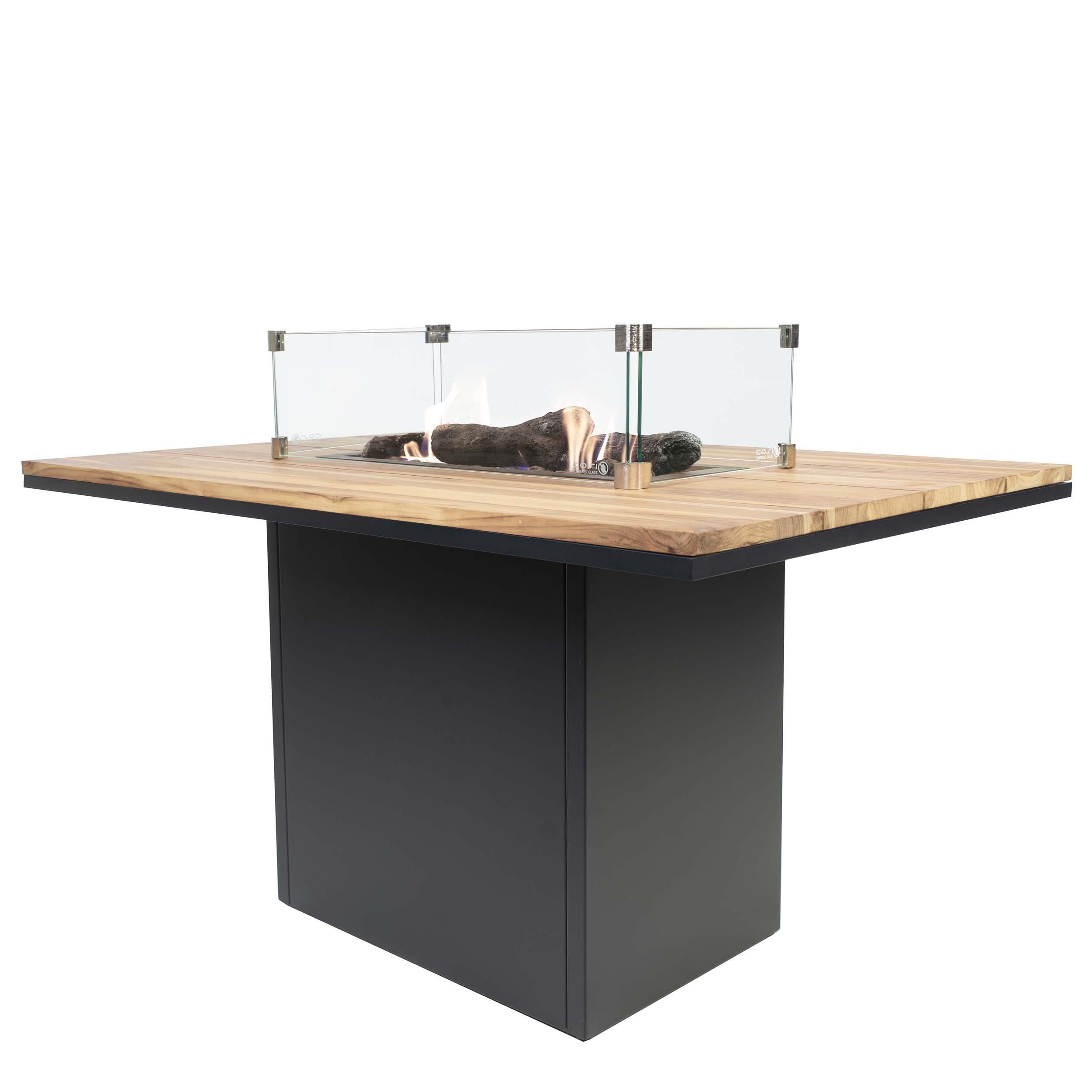 Krbový plynový stůl Cosiloft 120 vysoký jídelní stůl černý rám / deska teak (neobsahuje sklo) COSI - Domio.cz