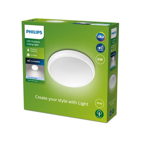 Philips 8719514417939 Doris venkovní stropní svítidlo LED 6W/640lm 4000K IP54 bílá - Svítidla FEIM