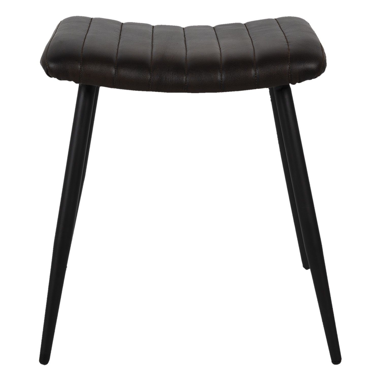 Černá stolička s koženým sedákem - 43*38*47 cm Clayre & Eef - LaHome - vintage dekorace