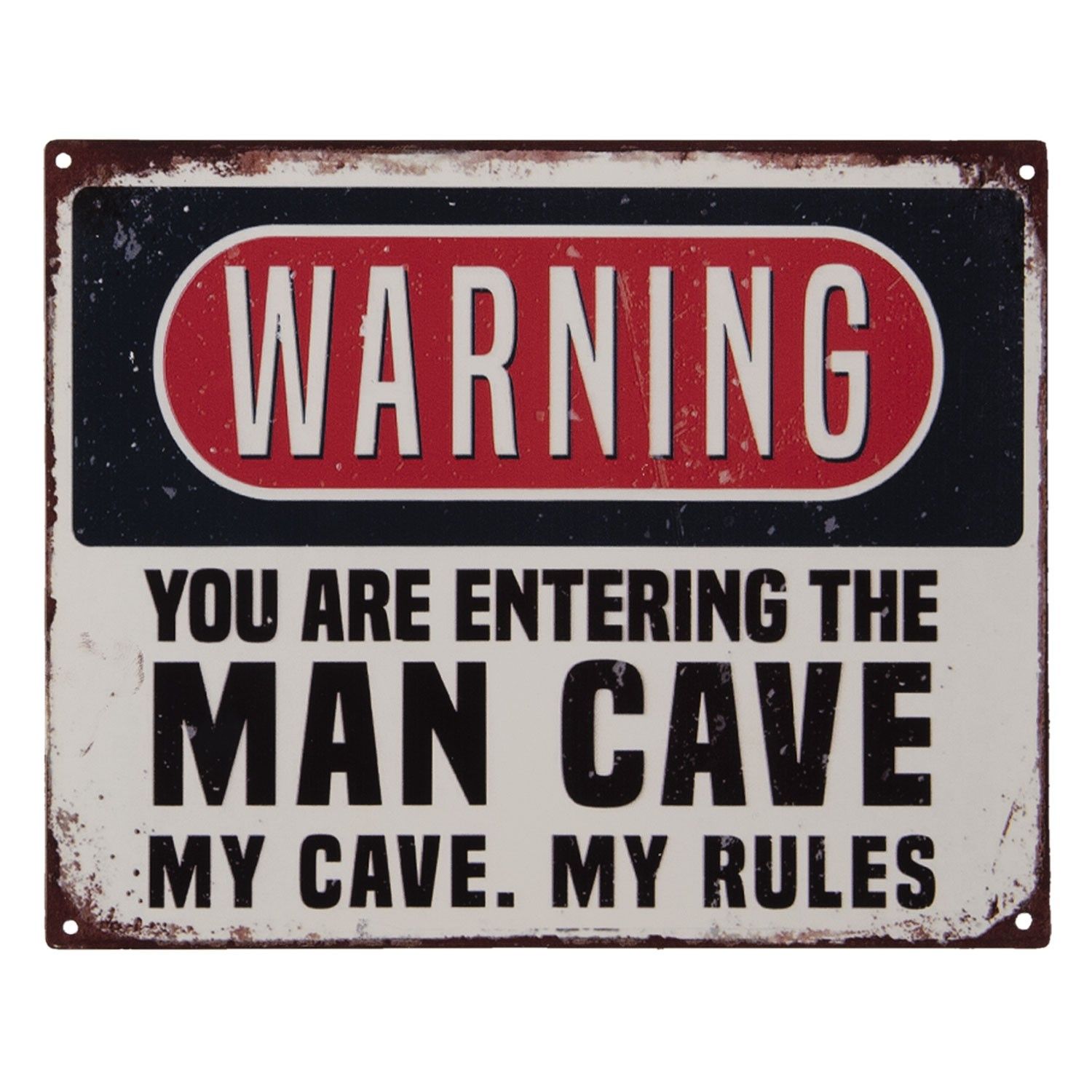 Nástěnná kovová cedule Man Cave Warning- 25*20 cm Clayre & Eef - LaHome - vintage dekorace