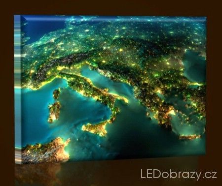 LED obraz Evropa 45x30 cm - LEDobrazy.cz